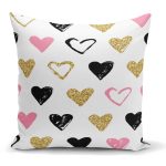 - K2125 - Realhomes Renkli Kalp Desenli Dijital Baskılı Dekoratif Yastık Kılıfı Realhomes