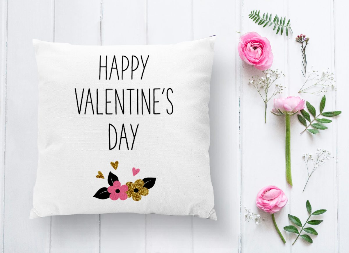 Happy Valentınes Day Yazılı Dijital Baskılı Kırlent Kılıfı Realhomes