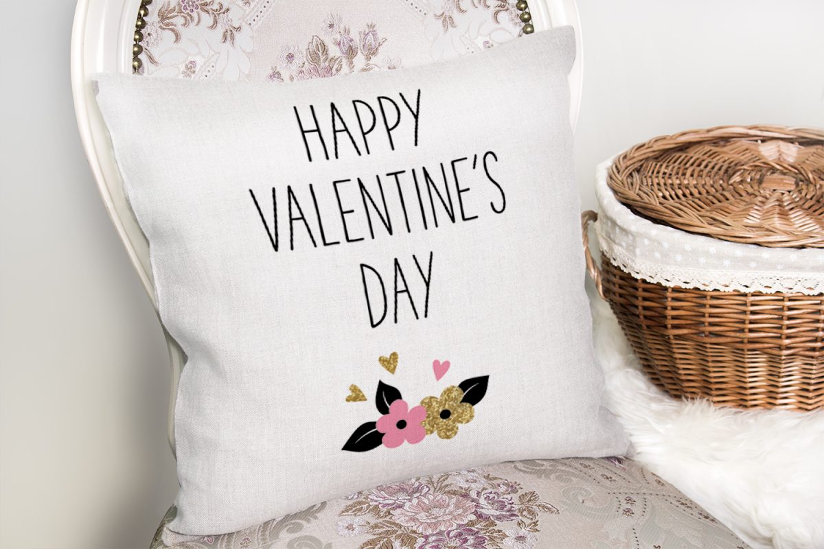 Happy Valentınes Day Yazılı Dijital Baskılı Kırlent Kılıfı Realhomes