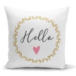 - K2127 - Realhomes  Hello Yaldız Desenli Dijital Baskılı Modern Kırlent Kılıfı Realhomes