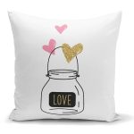 - K2128 - Realhomes Love Kalp Desenli Dijital Baskılı Dekoratif Yastık Kılıfı Realhomes