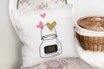 - K2128-2 - Realhomes Love Kalp Desenli Dijital Baskılı Dekoratif Yastık Kılıfı Realhomes