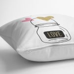 - K2128-3 - Realhomes Love Kalp Desenli Dijital Baskılı Dekoratif Yastık Kılıfı Realhomes