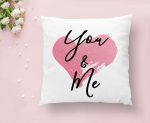 - K2130-1 - Realhomes You & Me Kalp Yazılı Dijital Baskılı Dekoratif Yastık Kırlent Kılıfı Realhomes