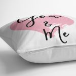 - K2130-3 - Realhomes You & Me Kalp Yazılı Dijital Baskılı Dekoratif Yastık Kırlent Kılıfı Realhomes