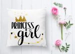 - K2132-1 - Realhomes Prıncess Gırl Yazılı Dijital Baskılı Dekoratif Yastık Kırlent Kılıfı Realhomes