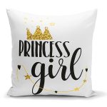 - K2132 - Realhomes Prıncess Gırl Yazılı Dijital Baskılı Dekoratif Yastık Kırlent Kılıfı Realhomes