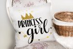 - K2132-2 - Realhomes Prıncess Gırl Yazılı Dijital Baskılı Dekoratif Yastık Kırlent Kılıfı Realhomes