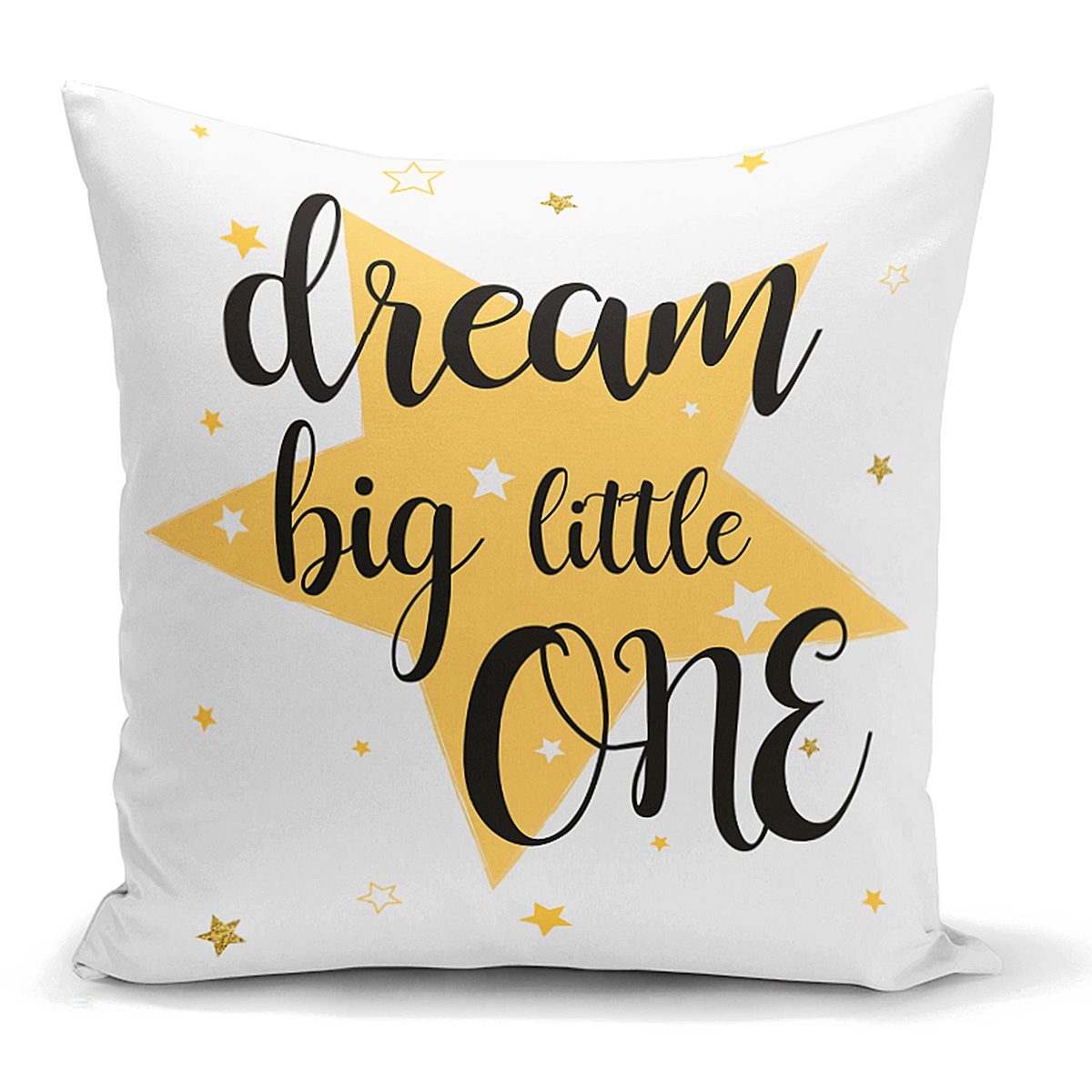 Dream Big Little One Yazılı Yıdız Desenli Dijital Baskılı Kırlent Kılıfı Realhomes