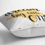 Dream Big Little One Yazılı Yıdız Desenli Dijital Baskılı Kırlent Kılıfı Realhomes