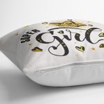 - K2135-3 - Realhomes Super Gırl Yazı Desenli Dijital Baskılı Dekoratif Kırlent Kılıfı Realhomes