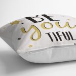 - K2136-3 - Realhomes Be Youtıful Yazı Desenli Dijital Baskılı Modern Yastık Kılıfı Realhomes