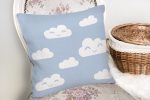 - K2142-2 - Realhomes Mavi Zeminli Bulut Temalı Dijital Baskılı Modern Yastık Kılıfı Realhomes