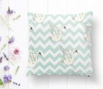 - K2145-1 - Realhomes Zigzag Zeminli Kuğu Desenli Dijital Baskılı Modern Yastık Kılıfı Realhomes