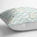 - K2145-3 - Realhomes Zigzag Zeminli Kuğu Desenli Dijital Baskılı Modern Yastık Kılıfı Realhomes