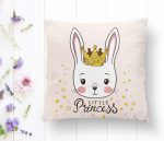 - K2150-1 - Realhomes Pembe Zeminli Lıttle Prıncess Desenli Dijital Baskılı Yastık Kılıfı Realhomes