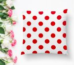 - K2151-1 - Realhomes  Kırmızı Puantiyeli Dijital Baskılı Dekoratif Yastık Kırlent Kılıfı Realhomes