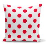 - K2151 - Realhomes  Kırmızı Puantiyeli Dijital Baskılı Dekoratif Yastık Kırlent Kılıfı Realhomes