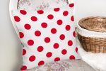 - K2151-2 - Realhomes  Kırmızı Puantiyeli Dijital Baskılı Dekoratif Yastık Kırlent Kılıfı Realhomes