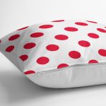 - K2151-3 - Realhomes  Kırmızı Puantiyeli Dijital Baskılı Dekoratif Yastık Kırlent Kılıfı Realhomes