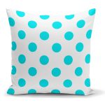 - K2154 - Realhomes Turkuaz Puantiyeli Dijital Baskılı Dekoratif Kırlent Kılıfı Realhomes