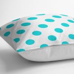 - K2154-3 - Realhomes Turkuaz Puantiyeli Dijital Baskılı Dekoratif Kırlent Kılıfı Realhomes