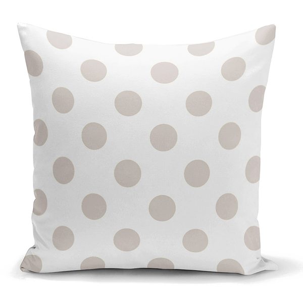 - K2160 - Realhomes  Gri Renkli Puantiyeli Dijital Baskılı Dekoratif Yastık Kılıfı Realhomes