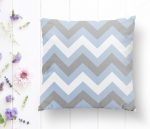 - K2177-1 - Realhomes  Mavi Gri Zigzag Desenli Dijital Baskılı Dekoratif Yastık Kılıfı Realhomes