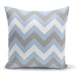 - K2177 - Realhomes  Mavi Gri Zigzag Desenli Dijital Baskılı Dekoratif Yastık Kılıfı Realhomes