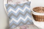 - K2177-2 - Realhomes  Mavi Gri Zigzag Desenli Dijital Baskılı Dekoratif Yastık Kılıfı Realhomes