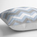 - K2177-3 - Realhomes  Mavi Gri Zigzag Desenli Dijital Baskılı Dekoratif Yastık Kılıfı Realhomes
