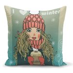 - K2181 - Realhomes Kış Temalı Pop Art Desenli Dijital Baskılı Modern Yastık Kılıfı Realhomes