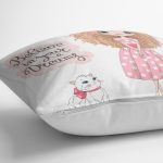 Sevimli Kız Motifli Dijital Baskılı Dekoratif Yastık Kırlent Kılıfı Realhomes