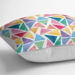 - K2185-3 - Realhomes Renkli Geometrik Resimli Dijital Baskılı Modern Kırlent Kılıfı Realhomes