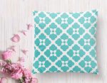 - K2189-1 - Realhomes Turkuaz Renkli Yonca Desenli Dijital Baskılı Yastık Kılıfı Realhomes