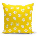 Sarı Zeminli Pati Resimli Dijital Baskılı Dekoratif Kırlent Kılıfı Realhomes