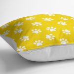 Sarı Zeminli Pati Resimli Dijital Baskılı Dekoratif Kırlent Kılıfı Realhomes