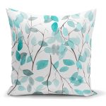- K2210 - Realhomes Mavi Yapraklar Özel Tasarım Modern Yastık Kırlent Kılıfı Realhomes