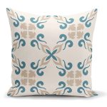 - K2220 - Realhomes  Krem Zeminli Dijital Baskılı Modern Yastık Kırlent Kılıfı Realhomes