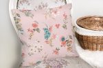 - K2222-2 - Realhomes Pembe Zeminli Çiçek Desenli Modern Yastık Kırlent Kılıfı Realhomes
