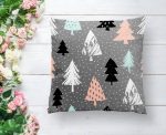 - K2223-1 - Realhomes Gri Zeminli Ağaç Temalı Dijital Baskılı Dekoratif Yastık Kılıfı Realhomes