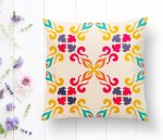 - K2227-1 - Realhomes Krem Zeminli Geometrik Dijital Baskılı Yastık Kırlent Kılıfı Realhomes