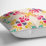 - K2227-3 - Realhomes Krem Zeminli Geometrik Dijital Baskılı Yastık Kırlent Kılıfı Realhomes