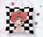 Damalı Fashion Gırl Dijital Baskılı Modern Yastık Kılıfı Realhomes