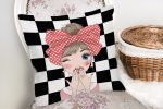 Damalı Fashion Gırl Dijital Baskılı Modern Yastık Kılıfı Realhomes