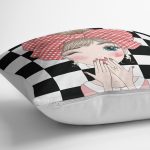 Damalı Fashion Gırl Dijital Baskılı Modern Yastık Kılıfı Realhomes
