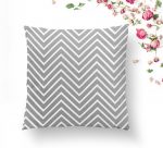- K2232-1 - Realhomes Gri Zigzag Temalı Dijital Baskılı Modern Dekoratif Yastık Kılıfı Realhomes