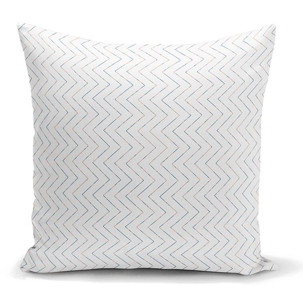 - K2240 - Realhomes  Renkli Zigzag Resimli Dijital Baskılı Dekoratif Kırlent Kılıfı Realhomes