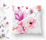 Beyaz Zeminli Çiçek Temalı Dijital Baskılı Modern Kırlent Kılıfı Realhomes