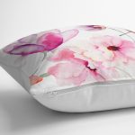 Beyaz Zeminli Çiçek Temalı Dijital Baskılı Modern Kırlent Kılıfı Realhomes